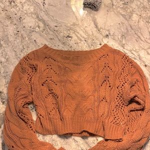 Good condition copper fashion sleeve crop  sweater